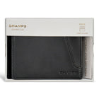 Champs Iconic Leather Cardholder - Black/Black-Bill compartment