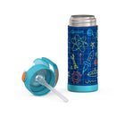 Thermos FUNtainer Vacuum Insulated Stainless Steel Water Bottle - 410mL - Robot Doodles-Integrated carry handle is easy to grip and can be folded down when not in use