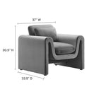 Modway Waverly Performance Velvet Armchair - Grey-Performance Velvet Upholstery
