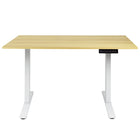Ezywork Dual Motor Electric Height Adjustable Standing Desk - 48" x 24" - White Frame / Bright Wood Table Top-Whole piece table top 48" x 24" (120cm x 60cm) 