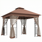 Outsunny 10 ft W x 10 ft L Patio Gazebo - Outdoor Gazebo Canopy - Dark Brown-Gazebo tent with mesh sidewalls is a fantastic addition to your patio, deck, or garden