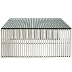 Modway Gridiron Coffee Table - Silver-Stainless Steel Construction