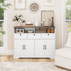 HOMCOM 47.2" L Sideboard Storage Cabinet - White-Anti-tipping design ensures safety and stability