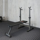 Soozier Adjustable Weight Bench - Grey-The barbell rack / dip station can be adjusted in 8 levels for different arm lengths and heights