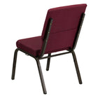 Flash Furniture HERCULES Series 18.5"W Stacking Church Chair in Burgundy Patterned Fabric with Gold Vein Frame-Book Pouch on Back