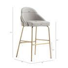 Manhattan Comfort Gracie 22" Modern Leatherette Upholstered Barstool - Stone and Gold - 2 Pack-Upholstered in Luxurious Leatherette with Fine Stitching 
