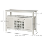 HOMCOM 46" Sideboard Buffet Cabinet with Built-in Wine Rack & Drawer - White-It can be used to offer a buffet service or a storage sideboard for your bar or dining room