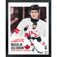 Frameworth Macklin Celebrini Replica Signature Collage Hockey Canada 2026 - Framed Print - 16" x 20"-Officially licensed Hockey Canada 2026 collectible featuring Macklin Celebrini replica signature with multi-photo collage layout. 16 by 20 inch premium framed display