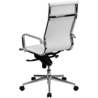 Nicer Interior Ribbed Group Style High Back Desk Chair - White-Supportive metal arms and sturdy chrome base with smooth-rolling casters
