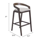 Zuo Troy Barstool - Dove Grey/Espresso - Set of 2-6