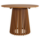 Modway Lane 39" Round Outdoor Teak Wood Dining Table - Natural-Seats 4