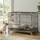 PawHut Dog Crate on Wheels - 30" - Metal-Removable tray and grate keep your pet clean and simplify your cleanup
