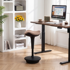 HOMCOM Swivel Standing Backless Wobble Stool Chair with Rocking Motion - Brown-Swiveling action aids in reaching multiple work areas easily