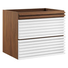Modway Render 24" Wall-Mount Bathroom Vanity Cabinet - White/Walnut-7