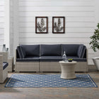 Modway Avena Moroccan Quatrefoil Trellis Indoor/Outdoor Area Rug - 5 ft W x 8 ft L - Blue/Beige-Durable Indoor/Outdoor Rug