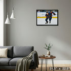 Zach Hyman Oilers Action - Framed Canvas - 31" x 22"-Ready to hang - arrives fully assembled