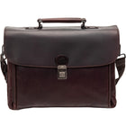 Mancini Buffalo Double Compartment Briefcase for 15.6" Laptop - 15.6" x 6" x 11.75" - Brown-Pocket on the front equipped with the latest RFID wave blocking technology