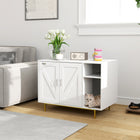 PawHut Cat Litter Box Enclosure with Scratching Pad and Storage - White-Includes storage compartment for organizing cat accessories 