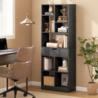 HOMCOM Tall Bookshelf with Drawer - Black-Selected MDF board for a robust structure 