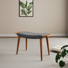 Manhattan Comfort Geta 25.2" Mid-Century Modern Linen Weave Upholstered Ottoman - Charcoal and Antique Walnut-Upholstered in Durable Stain Resistant Linen Fabric
