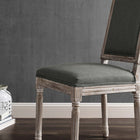 Modway Court French Vintage Upholstered Fabric Dining Side Chair - Natural/Grey-Dense Foam Padding