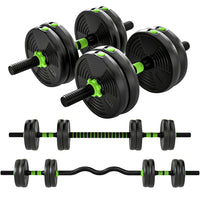 Soozier Adjustable Dumbbell Set - 33 lb-Converts into dumbbells, a straight barbell, or an EZ curl bar