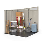 Suncast Modernist Storage Shed - 7' x 7' - Vanilla/Dove Grey-Shed design features 4 large transom windows providing natural light to interior.