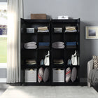 Manhattan Comfort Hopkins 59.22" 2-Piece Modern 14-Shelf Storage Closet - Black-90° Open Door Style with European Soft Close Door Hinge