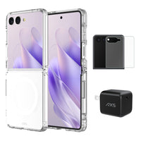 AXS Starter Kit - Ultra Clear Magnetic Case, Screen Protector and 30W Charger for Galaxy Z Flip 7-Drop-tested, scratch resistant phone case with shock absorbing air pockets 