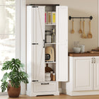 HOMCOM 71" H Pantry Cabinet with 2 Doors - White-Classic barn doors and vintage handles add timeless country charm 