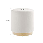 Modway Tilden 16" Round Sherpa Upholstered Ottoman - Ivory/Natural-Dense Foam Padding