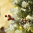 HOMCOM 6' Pre-Lit Snow-Flocked Artificial Christmas Tree with Pine Cones and Berries - Green-Solid base for added stability 