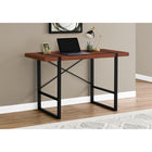 Monarch Specialties 7656 48" Computer Desk - Cherry/Black Metal-Robust metal legs in a black finish are incorporated into the desktop for an interesting visual effect