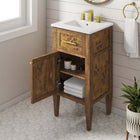 Modway Elysian 18" Wood Bathroom Vanity - White/Brown-Concealed Kitchen Hinges