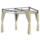 Outsunny Outdoor Gazebo Retractable Pergola Canopy with Curtains - 10' x 10' - Beige-Retractable roof allows you to effortlessly control sun and shade exposure 