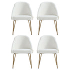 Manhattan Comfort Gracie 24.2" Modern Leatherette Upholstered Dining Chair - White and Gold - Set of 4-Modern Dining Chair for Dining Room and Task Use. Set of 4