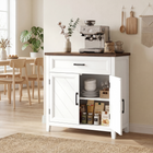 HOMCOM 30" Narrow Modern Farmhouse Sideboard Buffet Cabinet with Storage Doors - White-Smooth water-resistant surface allows for quick and effortless cleaning