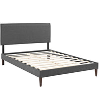 Modway Amaris Fabric Full Platform Bed with Squared Tapered Legs - Grey-Fine Polyester Upholstery