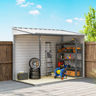 Outsunny 4.6' x 9' Steel Outdoor Storage Shed - White-Lock the door for security 
