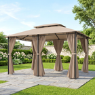 Outsunny 10 ft W x 13 ft L Patio Gazebo - Outdoor 2-Tiers Garden Canopy - Khaki-8 leak holes on the canopy top perform well on rainy days