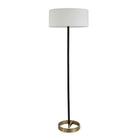 Hudson&Canal Estella Two-Tone Floor Lamp with Fabric Shade - Matte Black/Brass/White-Glam design for your living room, office space, bedroom, or reading nook