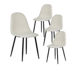Homy Casa Charlton Upholstered Dining Chair - Ivory Beige Fabric  with Black Metal Legs - 4 Pack-Elegant Design: Upholstered in soft ivory beige fabric, offering a chic and modern aesthetic.