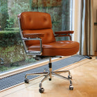 Plata Import Elegant Office Chair Faux leather Adjustable Chair with Polished aluminum frame - Brown-Aluminum Frame Construction