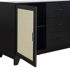 Manhattan Comfort Sheridan 59.05" Mid-Century Modern Sideboard Cabinet - Black-Solid Wood Vertical Handle with Painted Finish