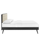 Modway Bridgette Wood Full Platform Bed with Splayed Legs - Black Beige-Assembly Required