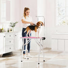 PawHut Foldable Non-slip Surface Pet Grooming Table - Pink-Tabletop with textured rubber surface for preventing slipping off 