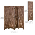 HOMCOM 4-Panel Freestanding Room Divider for Home Office - Natural-9 metal hinges provide stability and ensure smooth extending and retracting
