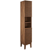 Modway Render Tall Narrow Bathroom Storage Cabinet - Walnut-Tall Linen Storage Cabinet