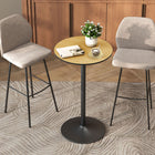 HOMCOM Round Bar Table for 2, Easy Assembly for Home Bar Cocktail Bistro - Natural Wood-Solid wood veneer surface showcases natural wood texture