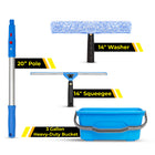 Gritt Commercial Pro Window Cleaning Kit - 14" Squeegee and Washer - 20" Pole Handle - 3 Gallon Bucket-Tools easily attach to the included 20" Pole